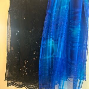 Elegant Black and Blue Sequin Scarf